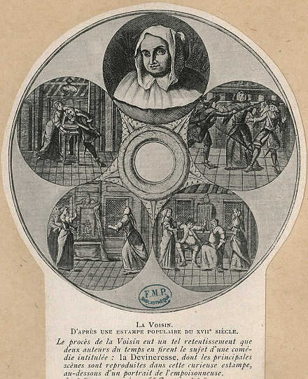 Catherine Deshayes - La Voisin - ses exploits - ses malheurs - gravure - provenant de la bibliothèque inter-universitaire de Santé